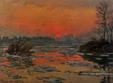Sonnenuntergang auf der Seine im Winter Claude Monet Landschaft Ölgemälde